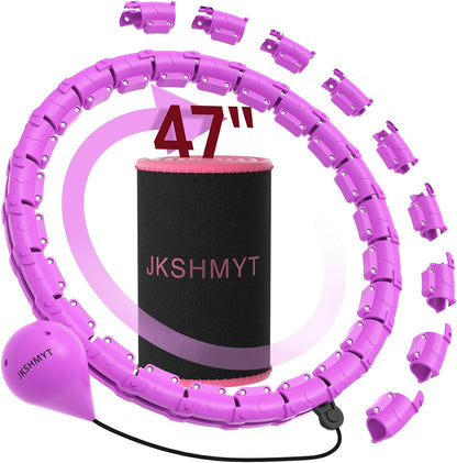 Smart Weighted Fit Hoop plus Size for Adults Weight Loss, Hula Circle-2 in 1 Infinity Fitness Hoop, 24 Links Detachable & Size Adjustable, with Ball Auto Rotate 360 Degree for Kids and Women
