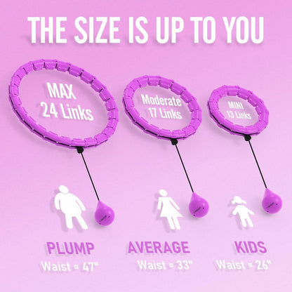 Smart Weighted Fit Hoop plus Size for Adults Weight Loss, Hula Circle-2 in 1 Infinity Fitness Hoop, 24 Links Detachable & Size Adjustable, with Ball Auto Rotate 360 Degree for Kids and Women